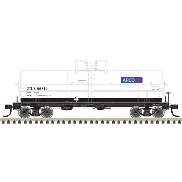 11,000-Gallon Tank Car w/Platform - Ready to Run - Master(R) -- Arco UTLX #96811 (white, blue, red)