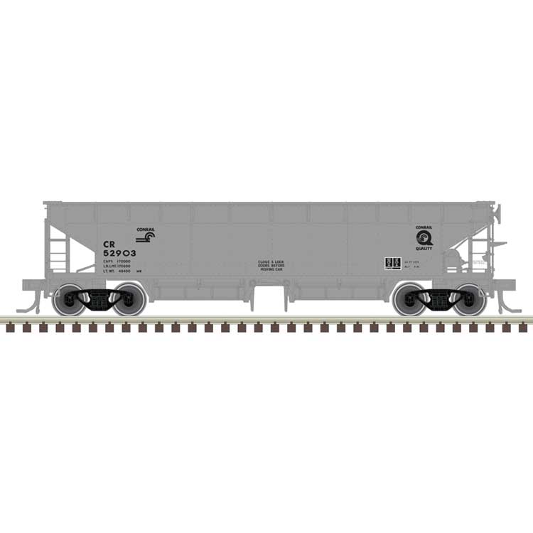 70-Ton Hart Ballast Car - Ready to Run - Master(R) -- Conrail 52903 (gray, black)