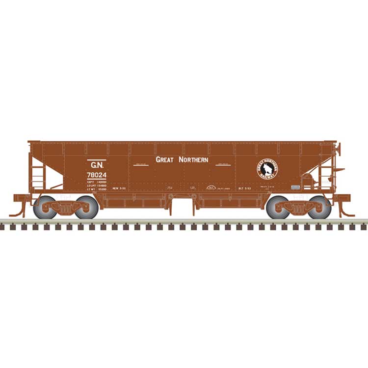 70-Ton Hart Ballast Car - Ready to Run - Master(R) -- Great Northern #78024 (Mineral Red, black, white)