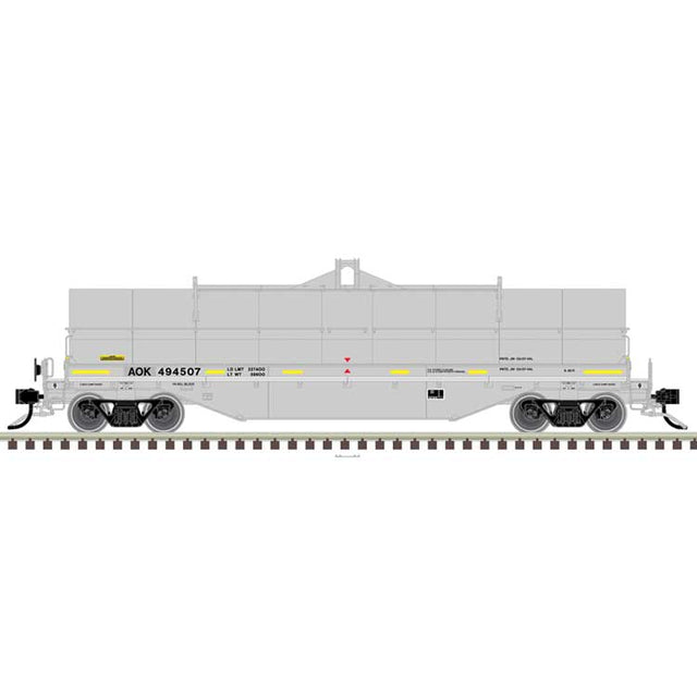 42' Coil Steel Car with Fishbelly Side Sill - Ready to Run - Master(R) -- Arkansas-Oklahoma AOK #494502 (Ex-CSXT, gray, black, yellow)