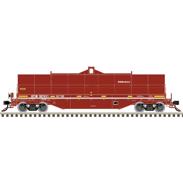42' Coil Steel Car with Fishbelly Side Sill - Ready to Run - Master(R) -- Grand Trunk Western #187441 (Boxcar Red, white, yellow)
