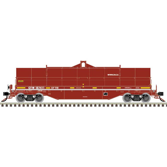 42' Coil Steel Car with Fishbelly Side Sill - Ready to Run - Master(R) -- Grand Trunk Western #187441 (Boxcar Red, white, yellow)