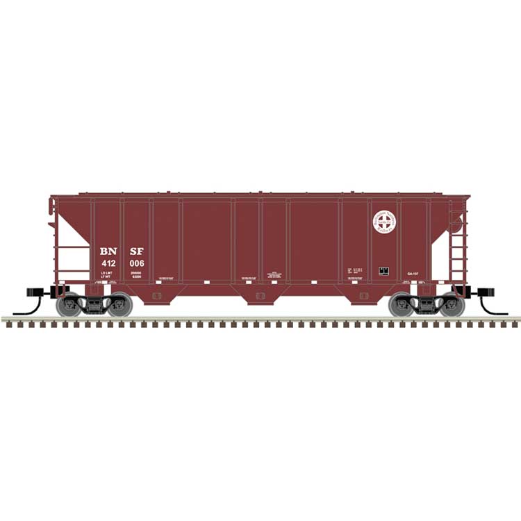 PS-2 4427 3-Bay Covered Hopper - Ready to Run - Master(R) -- BNSF Railway #412264 (Boxcar Red, white, Circle/Cross Logo)