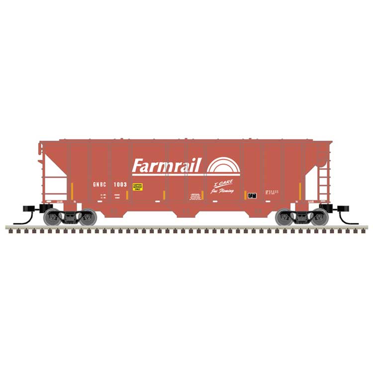 PS-2 4427 3-Bay Covered Hopper - Ready to Run - Master(R) -- Farmrail GNBC #1003 (Boxcar Red, white)