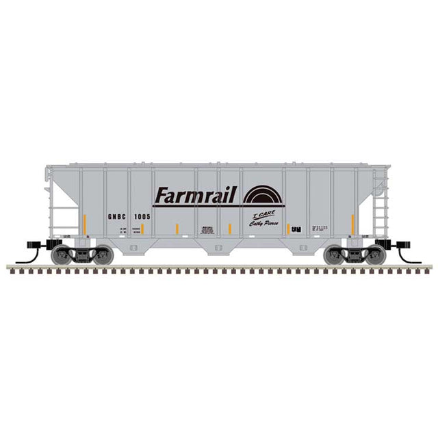 PS-2 4427 3-Bay Covered Hopper - Ready to Run - Master(R) -- Farmrail GNBC #1005 (gray, black)