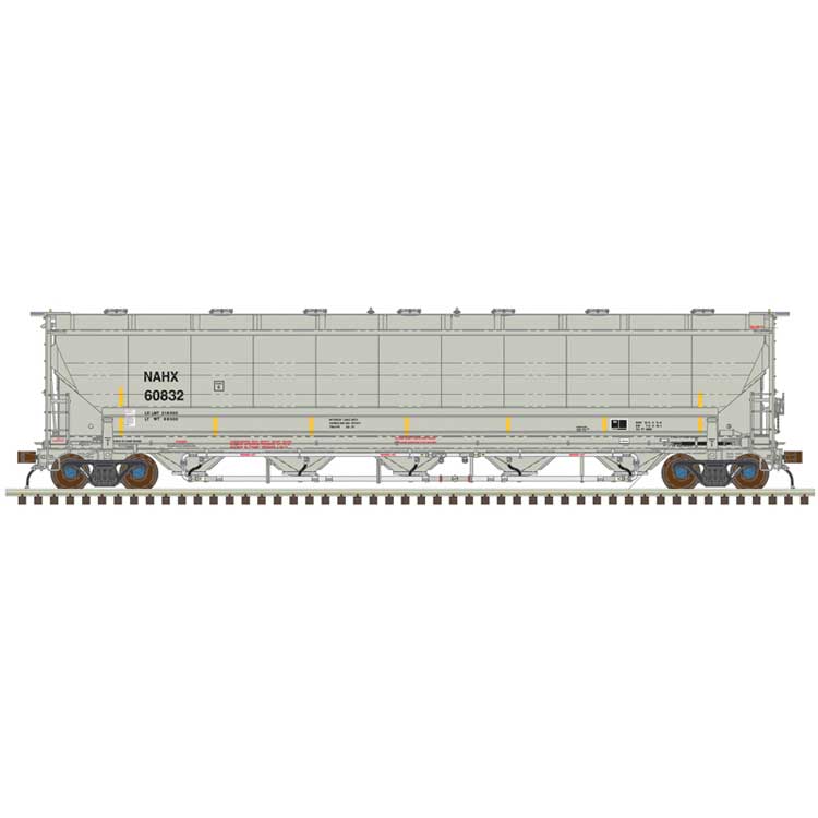 Trinity 5660 PD Covered Hopper - Ready to Run -- GE Rail Services NAHX #60825 (gray, black, yellow conspicuity stripes)