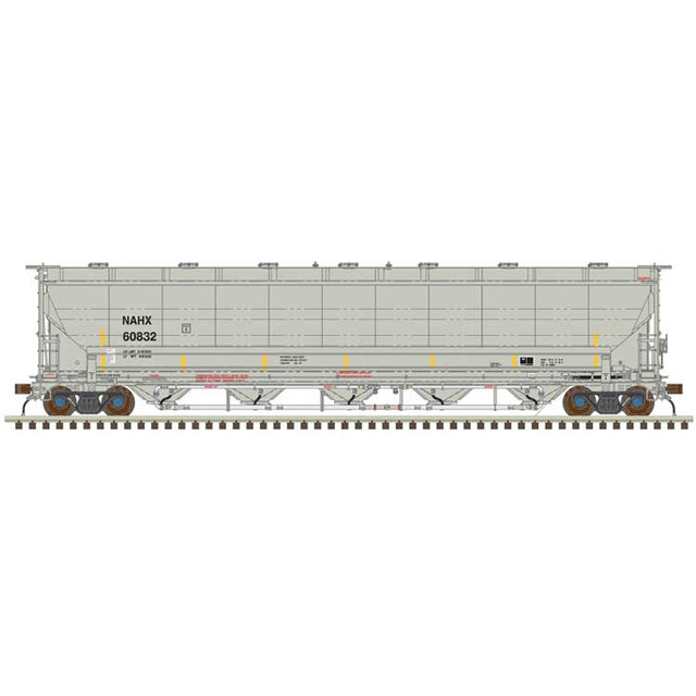 Trinity 5660 PD Covered Hopper - Ready to Run -- GE Rail Services NAHX #60825 (gray, black, yellow conspicuity stripes)