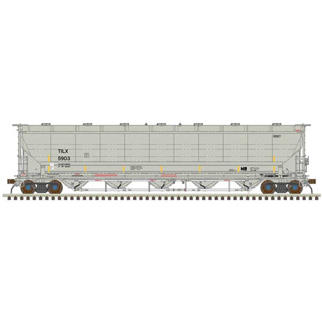 Trinity 5660 PD Covered Hopper - Ready to Run -- Trinity Industries Leasing TILX #6010 (gray, black, yellow conspicuity strip