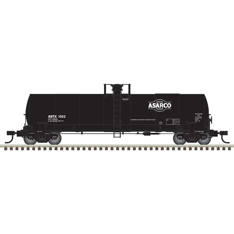 ACF 17,360-Gallon Tank Car - Ready to Run - Master(R) -- ASARCO ASTX #1002 (black, white)