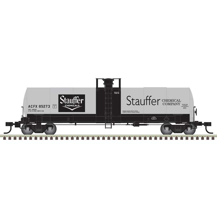 ACF 17,360-Gallon Tank Car - Ready to Run - Master(R) -- Stauffer Chemical ACFX #85290 (gray, white, black)