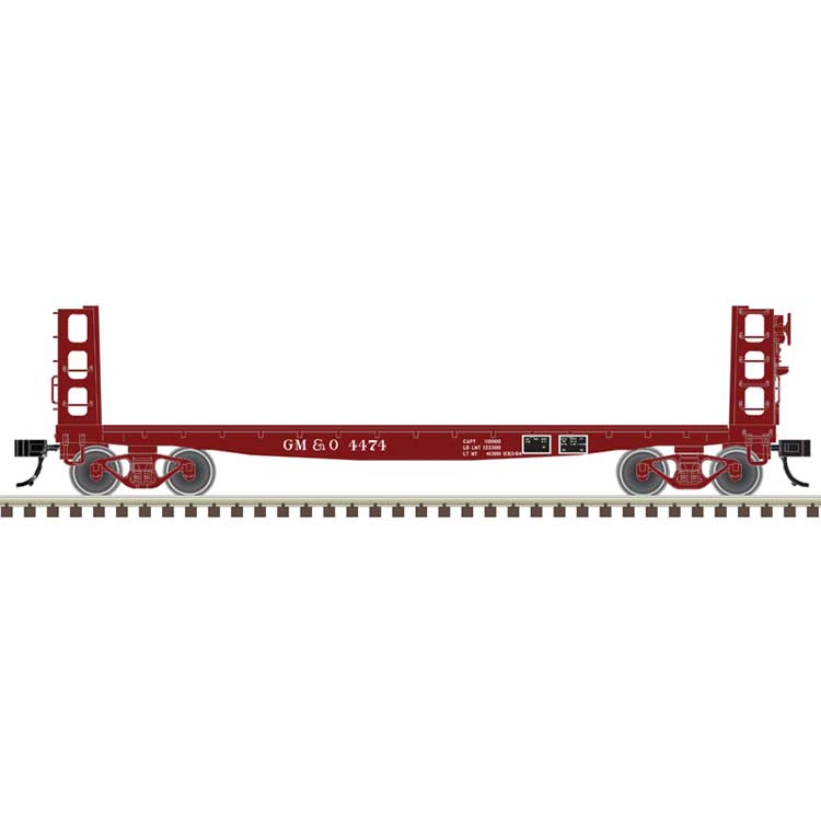 42' Pulpwood Flatcar with Load - Ready to Run -- Gulf, Mobile & Ohio #4474 (Boxcar Red)