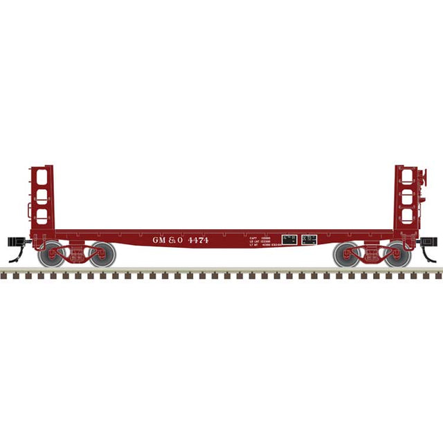 42' Pulpwood Flatcar with Load - Ready to Run -- Gulf, Mobile & Ohio #4474 (Boxcar Red)
