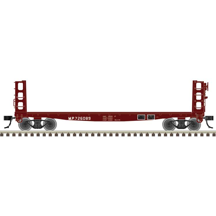 42' Pulpwood Flatcar with Load - Ready to Run -- Missouri Pacific #726095 (Boxcar Red)