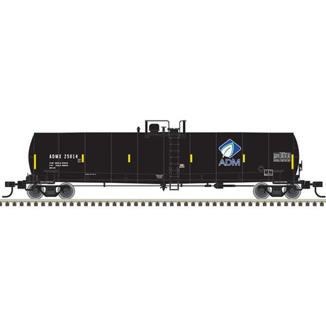 ACF 23,500-Gallon Tank Car - Ready to Run - Master(R) -- Archer-Daniels-Midland ADMX #25014 (black, Leaf Logo, yellow conspicuity mar