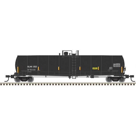 ACF 23,500-Gallon Tank Car - Ready to Run - Master(R) -- GLNX #2522 (black, reporting marks only, yellow conspicuity marks)