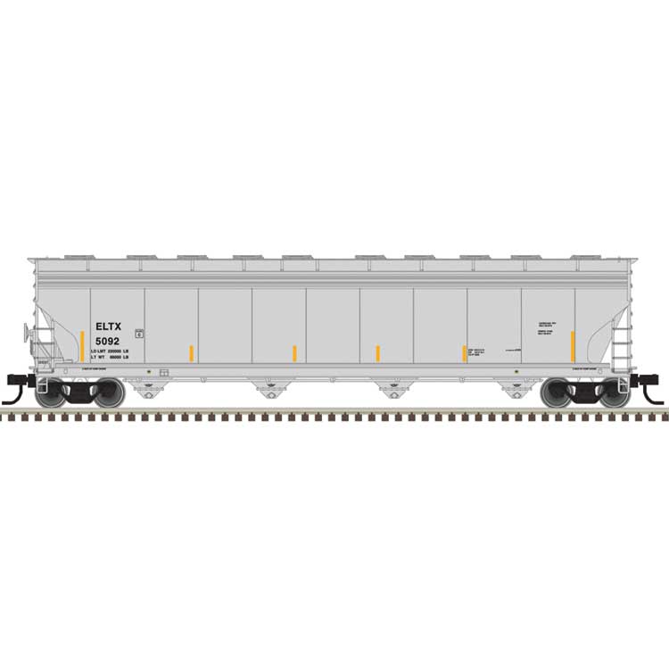ACF 5800 4-Bay Covered Hopper - Ready to Run - Master(R) -- Soltex Polymers ELTX #5099 (gray, black, yellow conspicuity marks)