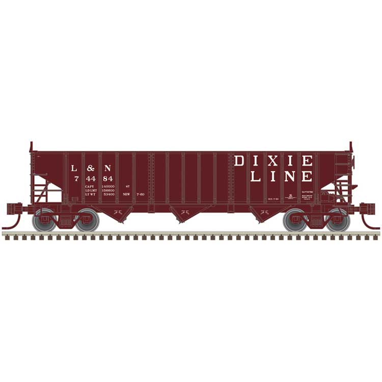 Pullman-Standard PS-2750 3-Bay Hopper 3-Pack - Ready to Run - Master(R) -- Louisville and Nashville #74484, 152102, 154403 (Boxcar Red, Dixie Line Slog