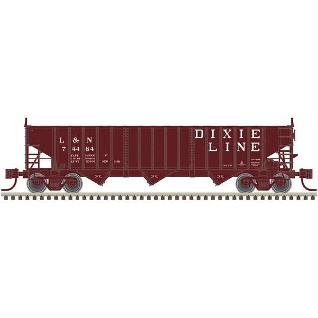 Pullman-Standard PS-2750 3-Bay Hopper 3-Pack - Ready to Run - Master(R) -- Louisville and Nashville #74484, 152102, 154403 (Boxcar Red, Dixie Line Slog