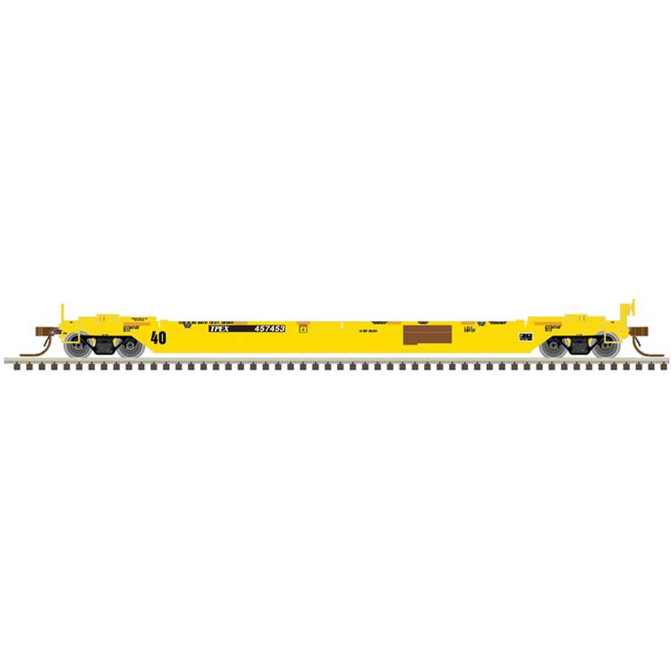40' Rebuilt Well Car - Ready to Run - Master(R) -- TTX TPEX #455315 (Patched, yellow, black, brown)