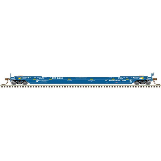 53' Rebuilt Well Car - Ready to Run - Master(R) -- Florida East Coast #74085 (blue, white, Grupo Mexico Logo)