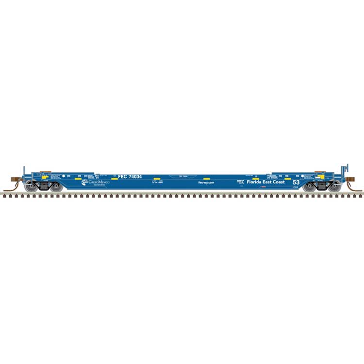 53' Rebuilt Well Car - Ready to Run - Master(R) -- Florida East Coast #74122 (blue, white, Grupo Mexico Logo)