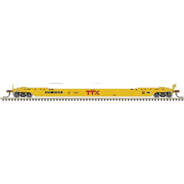 53' Rebuilt Well Car - Ready to Run - Master(R) -- TTX DTTX #471558 (yellow, red, small Next Load Any Road Logo)