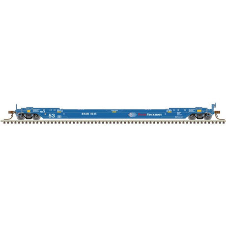 53' Rebuilt Well Car - Ready to Run - Master(R) -- Pacer Stacktrain BRAN #8035 (Fantasy Collector Scheme, blue, white, red)