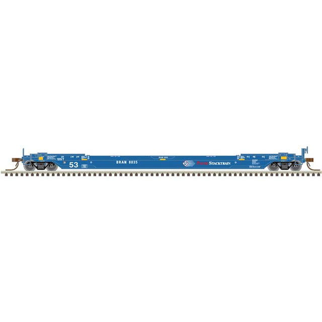 53' Rebuilt Well Car - Ready to Run - Master(R) -- Pacer Stacktrain BRAN #8035 (Fantasy Collector Scheme, blue, white, red)