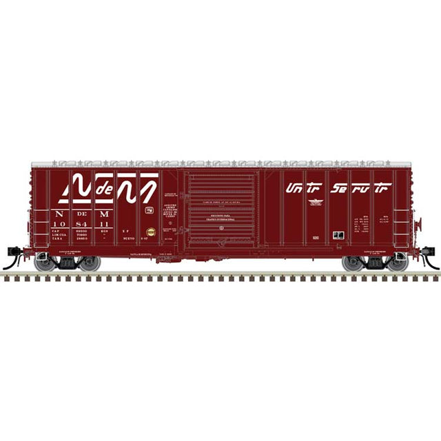 CNCF 5000 50' Boxcar - Ready to Run - Master(R) -- Nacionales de Mexico N de M #108411 (Boxcar Red, white, Unir Servir Slogan)