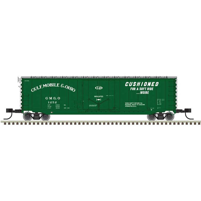 50' General American RBL Plug-Door Boxcar - Ready to Run - Master(R) -- Gulf, Mobile & Ohio #1252 (green, white, Cushioned... Slogan)