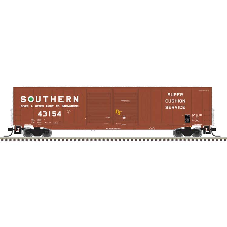 ACF 60' Double-Door Auto Parts Boxcar - Ready to Run - Master(R) -- Southern Railway #43154 (Boxcar Red, white, green)