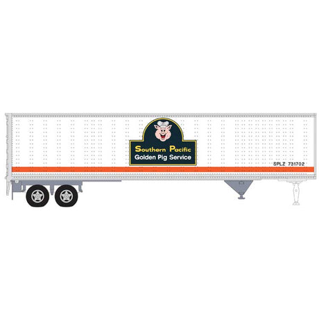 45' Pines Trailer - Assembled -- Southern Pacific #721743 (white, black, orange, Golden Pig)