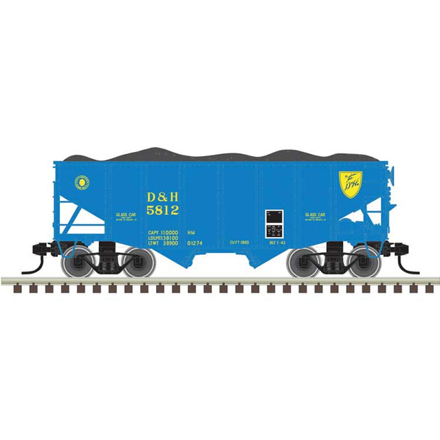 55-Ton Fishbelly Hopper with Load - Ready to Run -- Delaware & Hudson #5812 (blue, yellow)