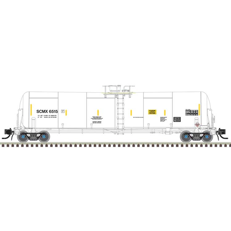 TrinityRail 31,000-Gallon Crude Oil Tank Car - Ready to Run - Master(R) -- Shell Oil SCMX #6439 (white, yellow conspicuity marks)
