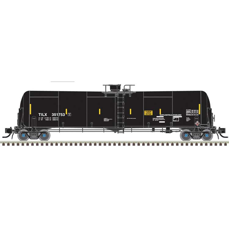 TrinityRail 31,000-Gallon Crude Oil Tank Car - Ready to Run - Master(R) -- Cornerstone Chemical TILX #351740 (black, yellow conspicuity marks)
