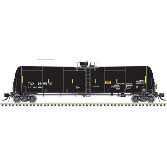 TrinityRail 31,000-Gallon Crude Oil Tank Car - Ready to Run - Master(R) -- Cornerstone Chemical TILX #351777 (black, yellow conspicuity marks)