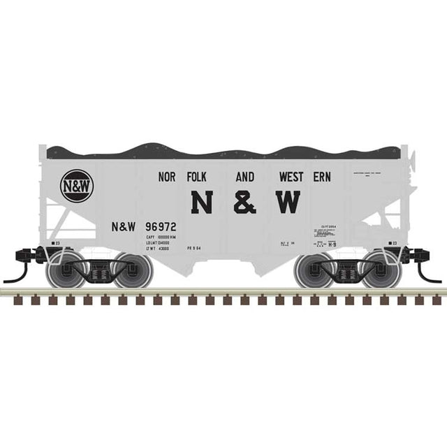 55-Ton Fishbelly Hopper with Load - Ready to Run -- Norfolk & Western #96972 (gray, black)