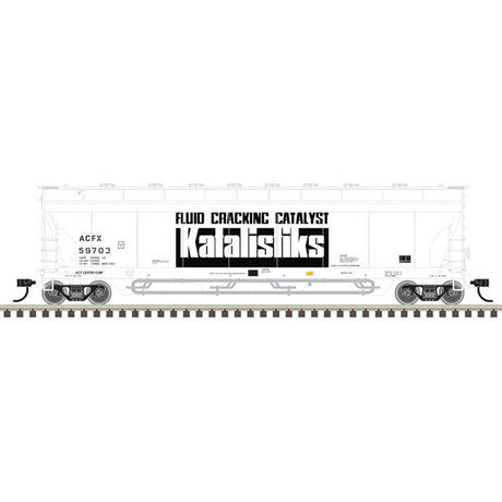 ACF 4-Bay Center Flow(R) Pressureaide(R) Covered Hopper - Ready to Run - Maste -- Katalistiks ACFX #59699 (white, black)