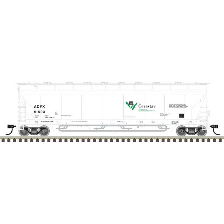 ACF 4-Bay Center Flow(R) Pressureaide(R) Covered Hopper - Ready to Run - Maste -- Cerestar ACFX #51525 (gray, black, green)