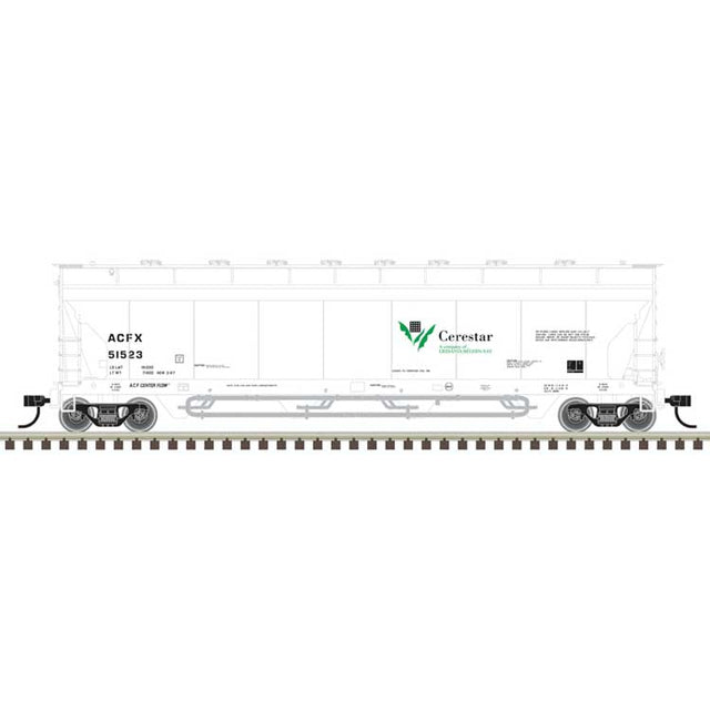 ACF 4-Bay Center Flow(R) Pressureaide(R) Covered Hopper - Ready to Run - Maste -- Cerestar ACFX #51525 (gray, black, green)