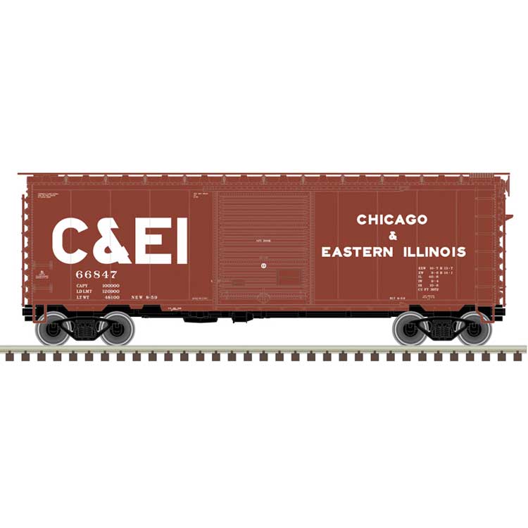 P-S PS-1 40' Boxcar w/8' Door - Ready to Run - Master -- Chicago & Eastern Illinois #66847 (Boxcar Red, white, Billboard C&EI)
