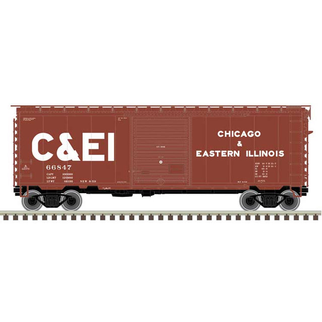 P-S PS-1 40' Boxcar w/8' Door - Ready to Run - Master -- Chicago & Eastern Illinois #66847 (Boxcar Red, white, Billboard C&EI)