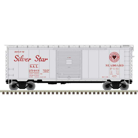 P-S PS-1 40' Boxcar w/8' Door - Ready to Run - Master -- Seaboard Air Line #25403 (silver, red, Silver Star Slogan)