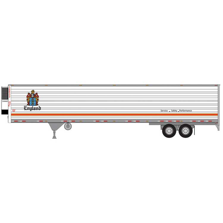 53' Modern Reefer Trailer - Assembled -- England #10902 (white, orange, blue, gold)