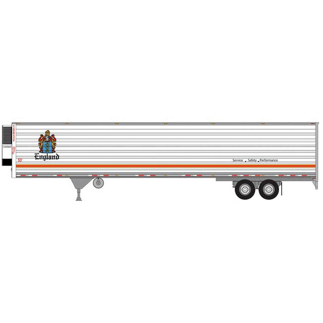 53' Modern Reefer Trailer - Assembled -- England #10902 (white, orange, blue, gold)