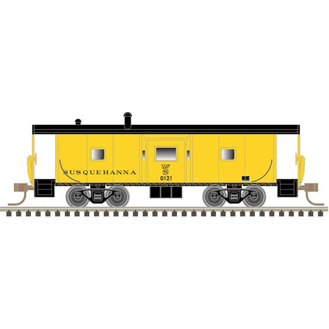 International Steel Bay Window Caboose - Ready to Run - Master(R) -- New York, Susquehanna & Western #121 (yellow, black)