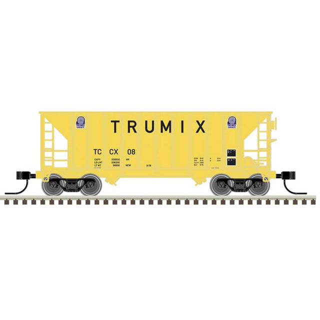 Greenville 100-Ton 2-Bay Hopper - Ready to Run - Master(R) -- Trumix TCCX #6 (yellow, black, blue)