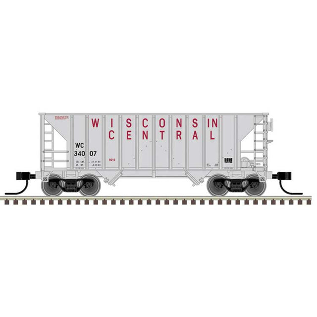 Greenville 100-Ton 2-Bay Hopper - Ready to Run - Master(R) -- Wisconsin Central #34033 (gray, maroon)