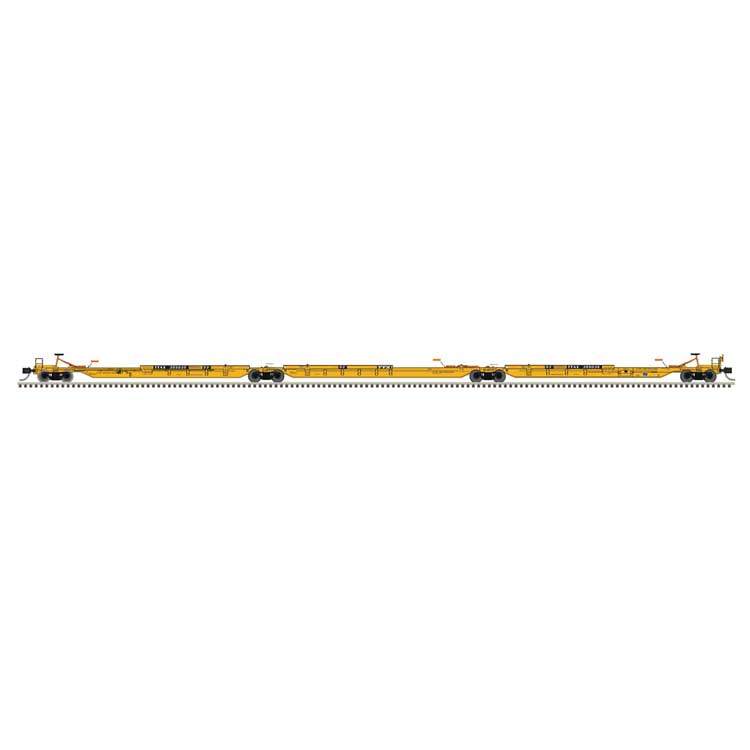 Trinity 53' RAF33 3-Unit Spine Car - Ready to Run -- TTX #355035 (As-Delivered, black, yellow, w/Conspicuity Stripes)