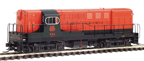 F-M H16-44 Early Body, Square Windows, Sill Handrail - Standard DC -- New York, New Haven & Hartford #594 (green, orange)